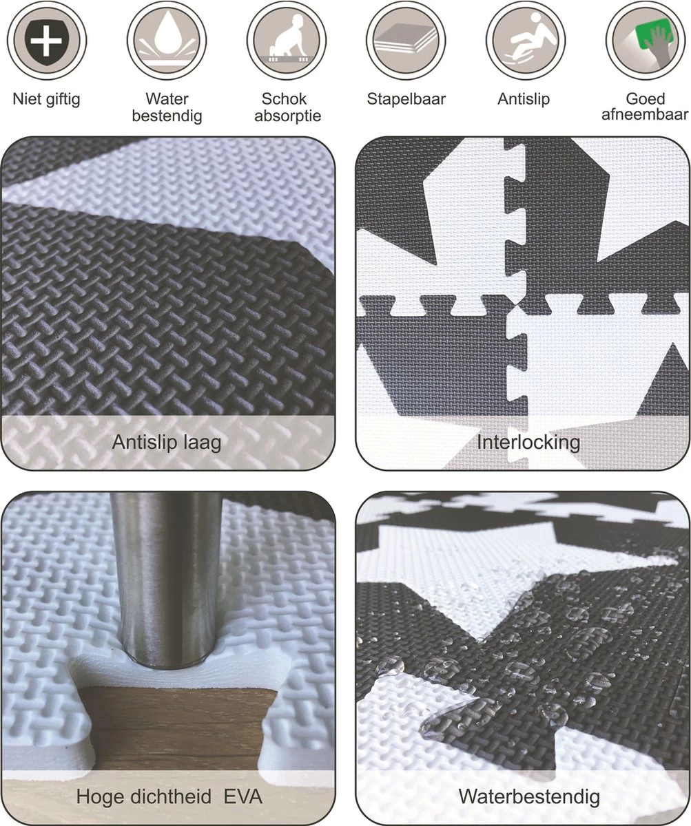 Merkloos Dieren Foam Puzzel Speelmat - 10 Speelmatten - Uitneembare Figuren - Grijs - Wit - Puzzelmat 90x90x1cm 5 Merkloos Dieren Foam Puzzel Speelmat - 10 Speelmatten - Uitneembare Figuren - Grijs - Wit - Puzzelmat 90x90x1cm - Afbeelding 3
