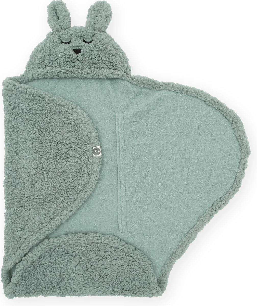Jollein Wikkeldeken Bunny 100x105cm - Ash Green 4 Jollein Wikkeldeken Bunny 100x105cm - Ash Green - Afbeelding 2
