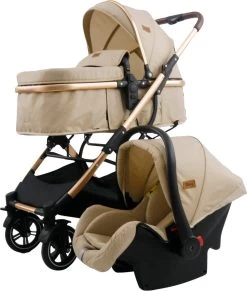 Ding Juna Kinderwagen 3 In 1 - Beige/Rose - Combi Kinderwagen Incl. Autostoel -Babyproducten 1019x1200 7