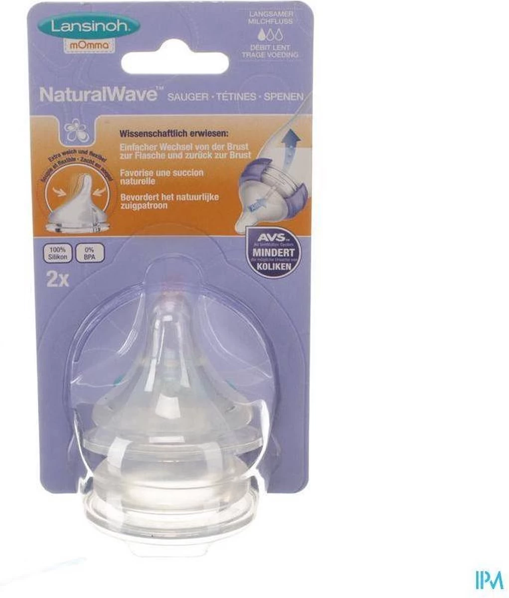 Lansinoh - Speen Trage Toevoer - Natural Wave - 2 Stuks 5 Lansinoh - Speen Trage Toevoer - Natural Wave - 2 Stuks - Afbeelding 3