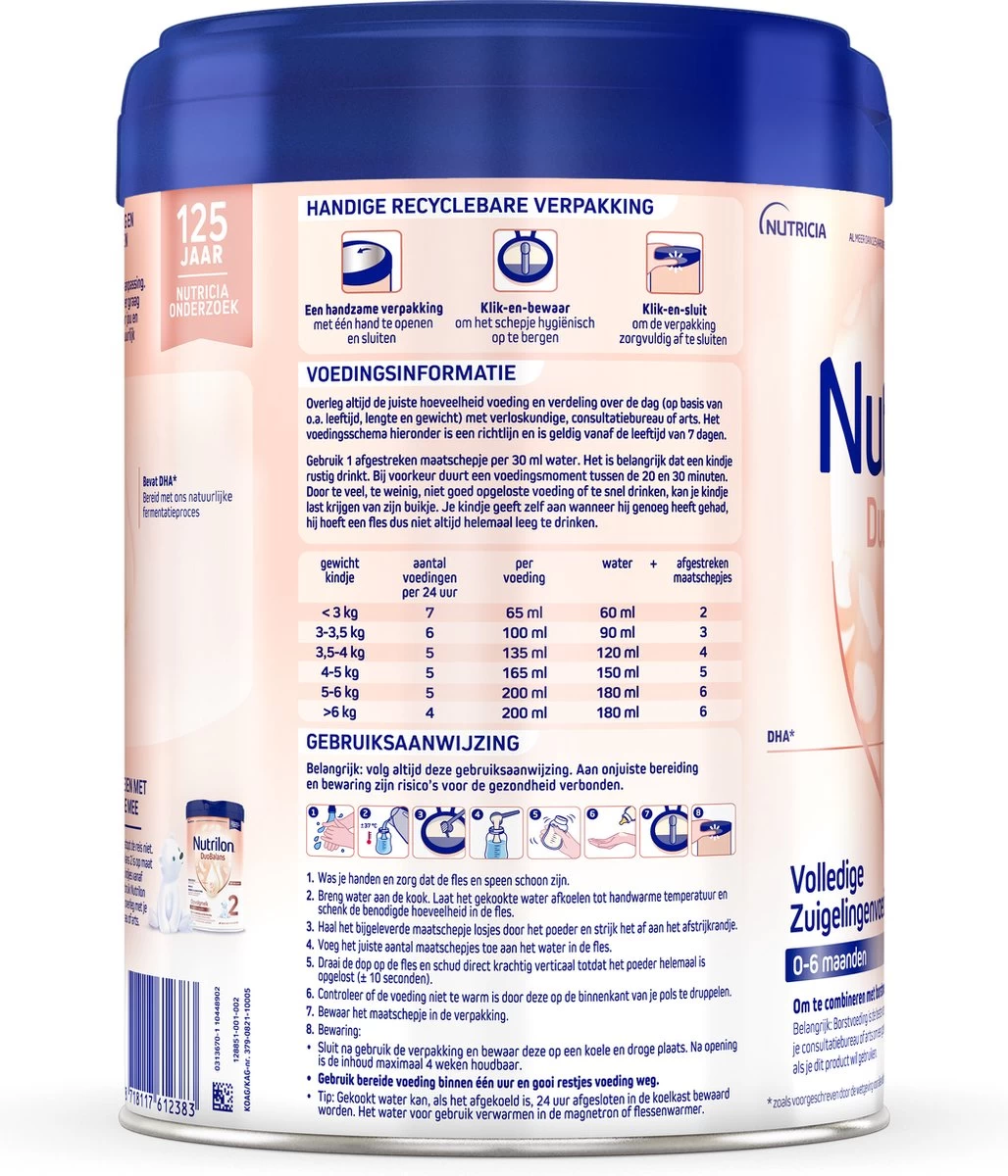 Nutrilon Duobalans 1 - Flesvoeding Vanaf De Geboorte - 800g 9 Nutrilon Duobalans 1 - Flesvoeding Vanaf De Geboorte - 800g - Afbeelding 7