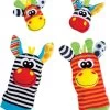 Playgro Pols- En Voetrammelaarset Zebra & Giraf - Set Van 4 Stuks, 2 Polsbandjes En 2 Rammelsokjes -Babyproducten 1029x1200