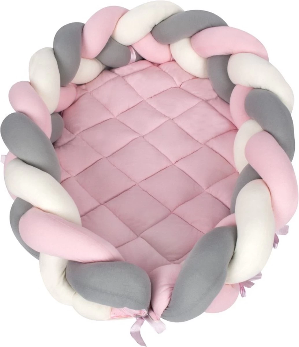 Sevibaby Roze 3-in-1 Braided Bedbumper En Babynest 521-2 6 Sevibaby Roze 3-in-1 Braided Bedbumper En Babynest 521-2 - Afbeelding 4