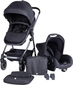Puck Stroller 3 In 1 Max Zwart Met Frame Antra Incl Autostoel/Adapter/Mamabag -Babyproducten 1039x1200 1