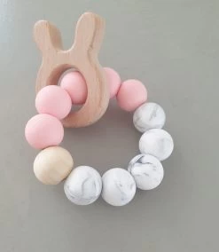 Bijtring, Bijtring Baby, Rammelaar Siliconen Bijtring, Baby Speelgoed, Hout Speelgoed , Kraamcadeau, Baby Speelgoed 0 Jaar