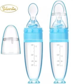 Biberoia® Knijpfles Met Lepel – Drinkfles - Baby / Kinderbestek - Kraamcadeau – Babyshower – Blauw -Babyproducten 1055x1200 8