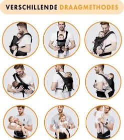 Deryan Pack Luxe Ergonomische Draagzak - Babydrager + Opbergvakjes - Zwart -Babyproducten 1057x1200 4