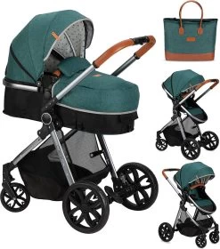 MoMi Kinderwagen - Compacte 2 In 1 Combiwagen - Limuru - Groen (geschikt Van 0-3 Jaar)
