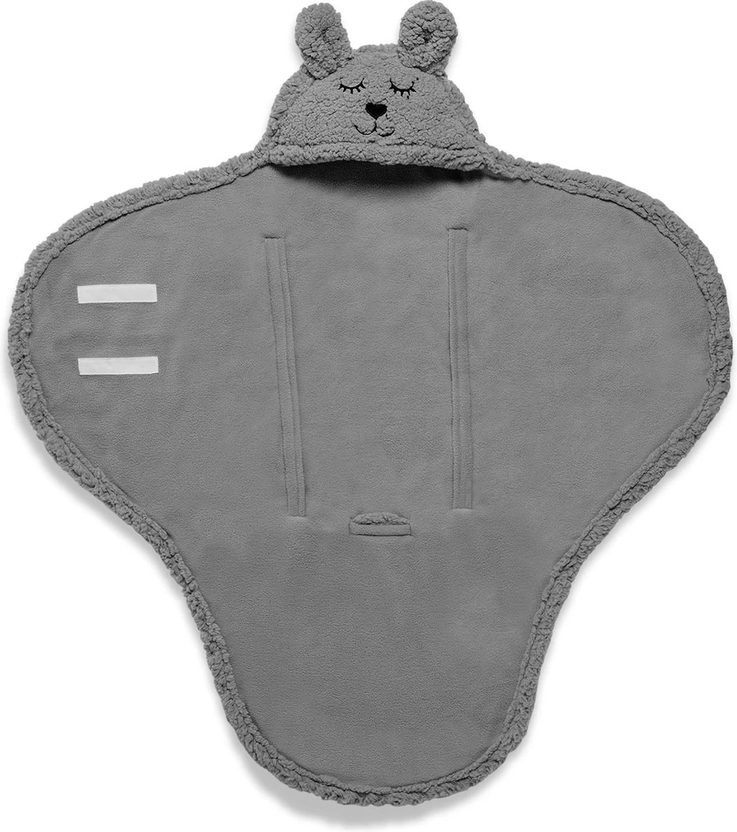 Jollein Wikkeldeken Bunny 100x105cm - Storm Grey 4 Jollein Wikkeldeken Bunny 100x105cm - Storm Grey - Afbeelding 2