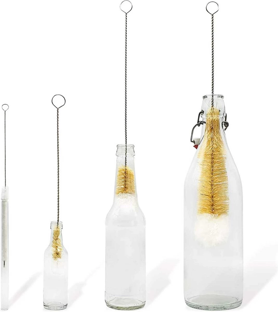 Wonix® - Flessenborstel Set - Flessenreiniger - Sisal En Katoenen Borstel - BPA Vrij - Voor Baby Flesje, Glazen Flessen - 4 Stuks 4 Wonix® - Flessenborstel Set - Flessenreiniger - Sisal En Katoenen Borstel - BPA Vrij - Voor Baby Flesje, Glazen Flessen - 4 Stuks - Afbeelding 2