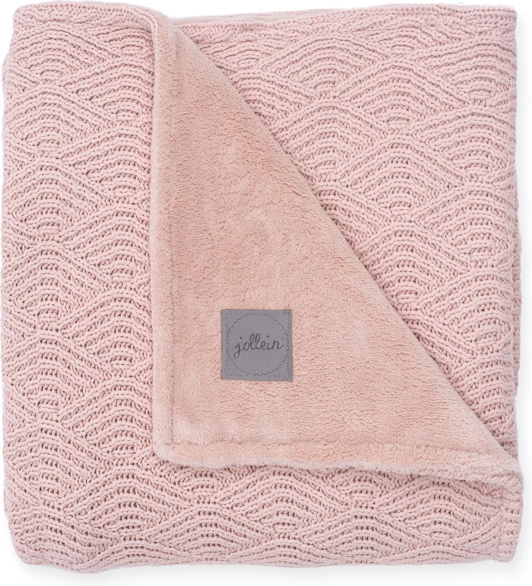 Jollein Baby Deken Ledikant 100x150cm River Knit - Pale Pink/Coral Fleece 3 Jollein Baby Deken Ledikant 100x150cm River Knit - Pale Pink/Coral Fleece