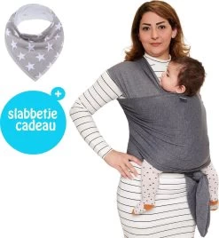 Baby Garden Draagdoek Grijs - Ergonomisch - Original - Inclusief Slabbetje