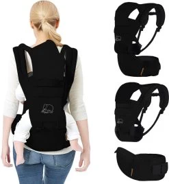 Deryan Pack Luxe Ergonomische Draagzak - Babydrager + Opbergvakjes - Zwart -Babyproducten 1105x1200 1