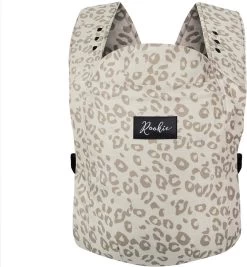 ROOKIE Baby Premium Draagzak- Design Buikdrager - Comfortabel En Ergonomisch - Pasgeboren Babydrager - Peuterdrager - Biologisch Katoen - Super Zacht - Unisex: Voor Mama En Papa (Leoprint Beige)