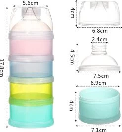 Merkloos 2 Delig - Multifunctioneel Melkpoeder Dispenser - Reis Melkpoeder Doseerdoosjes - Draagbare Snack Box - 4 Laags + 3 Laags Kinder - Babyvoeding Bewaarbakjes Met Schenktuit - Poeder Toren - Multi- Compartiment Snack Doosjes -Babyproducten 1113x1200 7