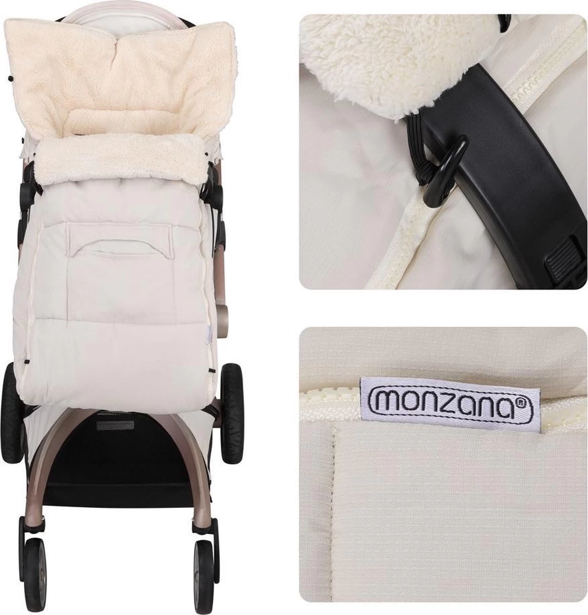 Monzana Kinderwagen Voetenzak Beige | Teddy | Maxi-Cosi | Met Opbergtas 7 Monzana Kinderwagen Voetenzak Beige | Teddy | Maxi-Cosi | Met Opbergtas - Afbeelding 5