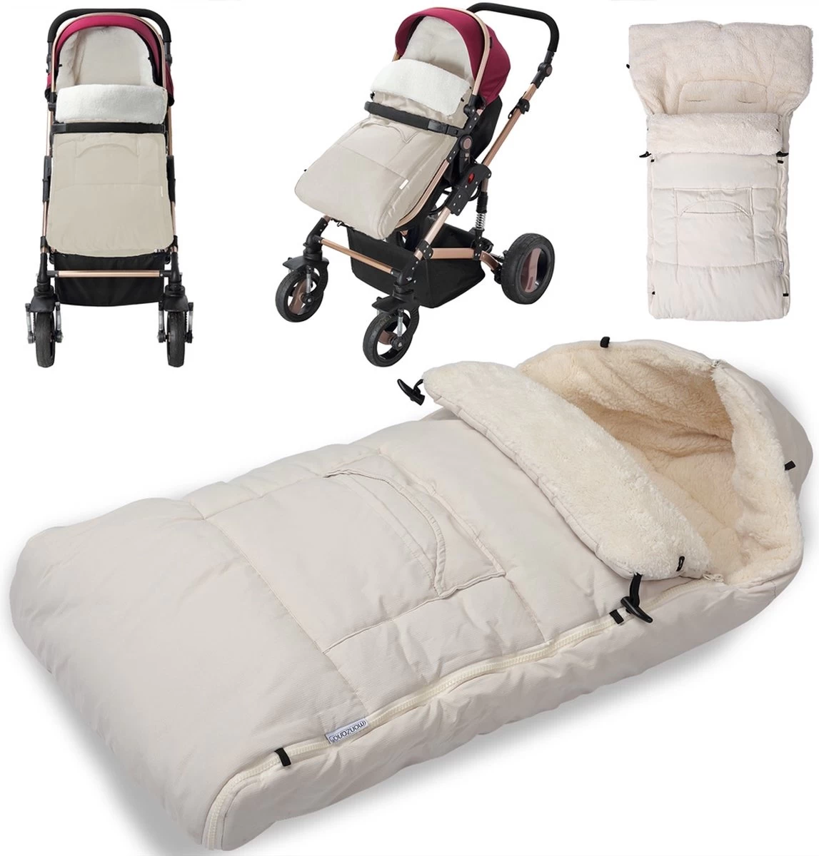 Monzana Kinderwagen Voetenzak Beige | Teddy | Maxi-Cosi | Met Opbergtas 12 Monzana Kinderwagen Voetenzak Beige | Teddy | Maxi-Cosi | Met Opbergtas - Afbeelding 10
