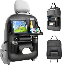 RAMBUX® - Autostoel Organizer Met Tray - Organizer Auto Stoelhoes Met Uitklapbare Tafel - Duurzaam Mat Zwart PU Leer Kunstleer - Tablethouder - Telefoonhouder - Fleshouder -Babyproducten 1148x1200 1