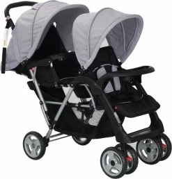 VidaXL Kinderwagen Dubbel Staal Grijs En Zwart -Babyproducten 1150x1200 5