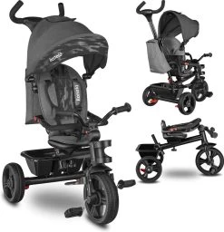 Merkloos Kinderwagen - 3 In 1 Kinderwagen - Duwfiets - Driewieler - Tot 25 Kg - Tot 36+ Maanden - Met Duwstang - Kinder Wagen - Kinder Driewieler - Buggy - Duwfiets
