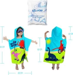JAXY Badcape Baby - Badcape - Baby Badjas - Omslagdoek - Omslagdoek - Baby Handdoek Met Capuchon - Strandhanddoek - Badponcho - Poncho Handdoek - Microfiber - 60x90cm - Dino -Babyproducten 1161x1200 10