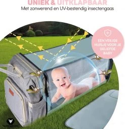 Vulpes BabyCare® Luiertas Rugzak - Luiertassen Met Babybed - Grote Luiertas Met Wieg- Luiertas Verzorgingstas Met Babybedje - Verzorgingsrugzak - Grijs -Babyproducten 1162x1200 1