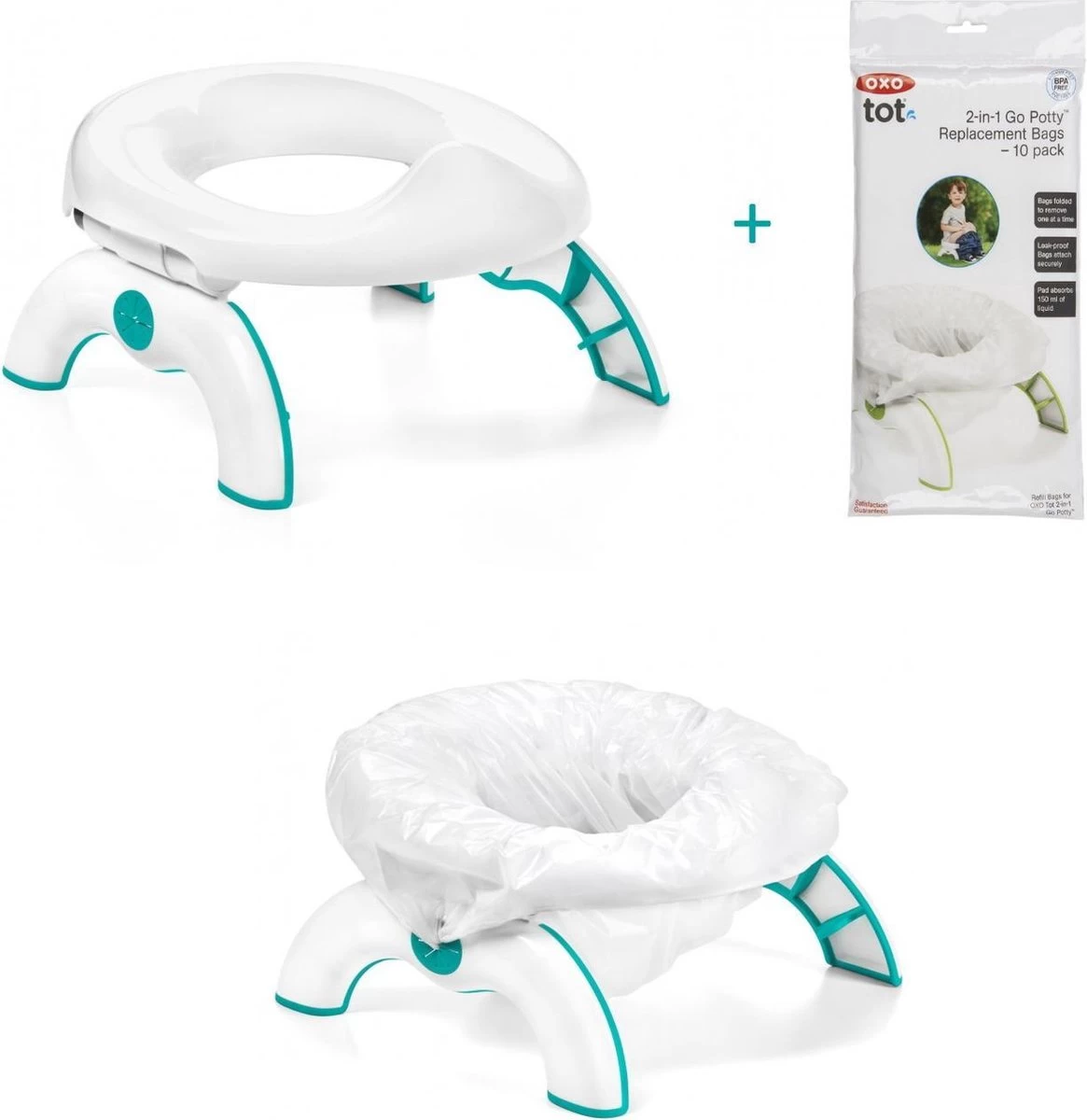 Oxo Tot 2-in-1 Plaspotje - Reispotje - WC Verkleiner - Teal 3 Oxo Tot 2-in-1 Plaspotje - Reispotje - WC Verkleiner - Teal