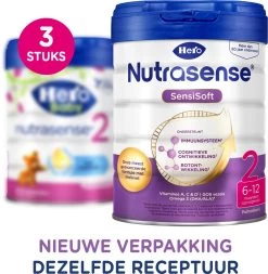 Hero Nutrasense SensiSoft 2 Opvolgmelk 6 Tot 12 Maanden - 3 X 800gram - Met Melkvet - Palmolie Vrij