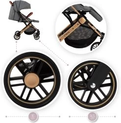 MoMi Wandelwagen - Compacte Lichtgewicht Buggy - Estelle - Gray-Gold (geschikt Van 6mnd - 15kg) -Babyproducten 1178x1200 6