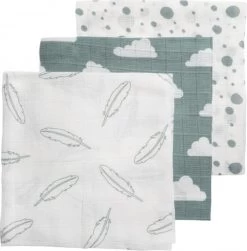 Meyco Clouds/Dots/Feathers Hydrofiele Doeken - 3-pack - Stone Green - 70x70cm 8 Meyco Clouds/Dots/Feathers Hydrofiele Doeken - 3-pack - Stone Green - 70x70cm -Babyproducten 1181x1200 21