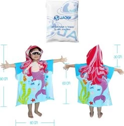 JAXY Badcape Baby - Badcape - Baby Badjas - Omslagdoek - Omslagdoek - Baby Handdoek Met Capuchon - Strandhanddoek - Badponcho - Poncho Handdoek - Microfiber - 60x90cm - Paarse Zeemeermin -Babyproducten 1183x1200 16