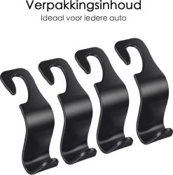 Merkloos Auto Kapstok - Opberghaak - Tashouder - Zwart - 4 Stuks -Babyproducten 1185x1200