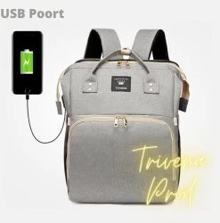 Luier- En Verzorgingstas - Luiertassen - Baby Rug Tas Met Isoleervak - Incl Flessen Verwarmer - Luiertas - Unisex/Jongens/Meisjes - Grijs - Luier Tas - Verzorgingstas Baby - Uitschuifbaar Verschoon/ Slaap Bedje - Incl Matrasje Baby - USB Poort -Babyproducten 1185x1200 3