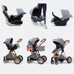 Merkloos Kinderwagen 3-in-1 – Luxe Kinderwagen - Buggy – Wandelwagen - Multifunctioneel – Opklapbaar – Incl Autostoel – Grijs -Babyproducten 1190x1200 14