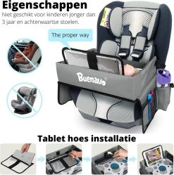 Premium Reistafel Voor Kinderen - Inclusief Tablethouder + Gratis Draagtas En Potloden - Auto Organizer - Playtray - Opvouwbaar - Speeltafel Auto - Tekentafel Auto - Grijs -Babyproducten 1191x1200 5