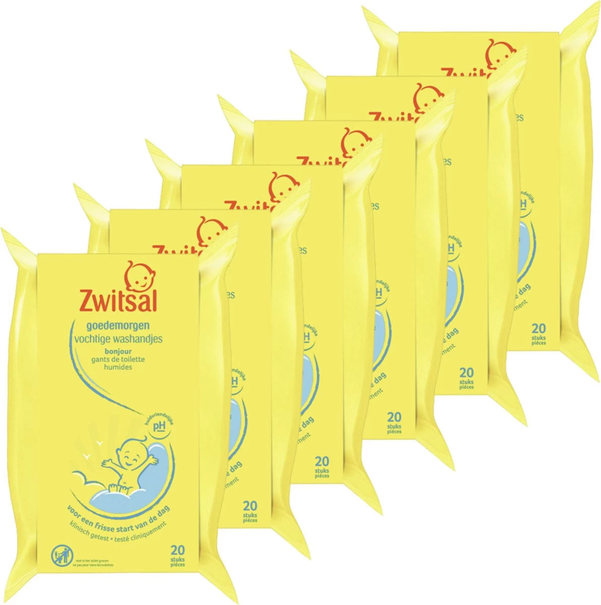 Zwitsal - Baby Washandjes Goedemorgen - 6 X 20st - Voordeelverpakking 3 Zwitsal - Baby Washandjes Goedemorgen - 6 X 20st - Voordeelverpakking