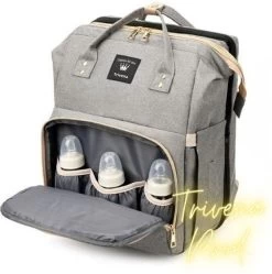 Luier- En Verzorgingstas - Luiertassen - Baby Rug Tas Met Isoleervak - Incl Flessen Verwarmer - Luiertas - Unisex/Jongens/Meisjes - Grijs - Luier Tas - Verzorgingstas Baby - Uitschuifbaar Verschoon/ Slaap Bedje - Incl Matrasje Baby - USB Poort -Babyproducten 1192x1200 4