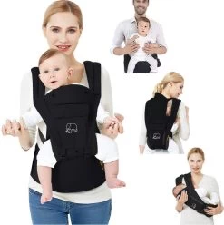 Deryan Pack Luxe Ergonomische Draagzak - Babydrager + Opbergvakjes - Zwart