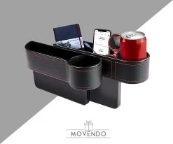 MOVENDO® - Luxe Auto Organizer Bestuurder En Bijrijder - Autostoel Opbergdoos Met Bekerhouder - Opbergen Auto Accessoires - Auto Accessories - Smartphone Telefoon Houder Geschikt Voor Tablet IPad Samsung Tab En Nintendo Switch - Cadeautje