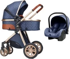 Merkloos Kinderwagen 3-in-1 – Luxe Kinderwagen - Buggy – Wandelwagen - Multifunctioneel – Opklapbaar – Incl Autostoel – Blauw -Babyproducten 1200x1011 4