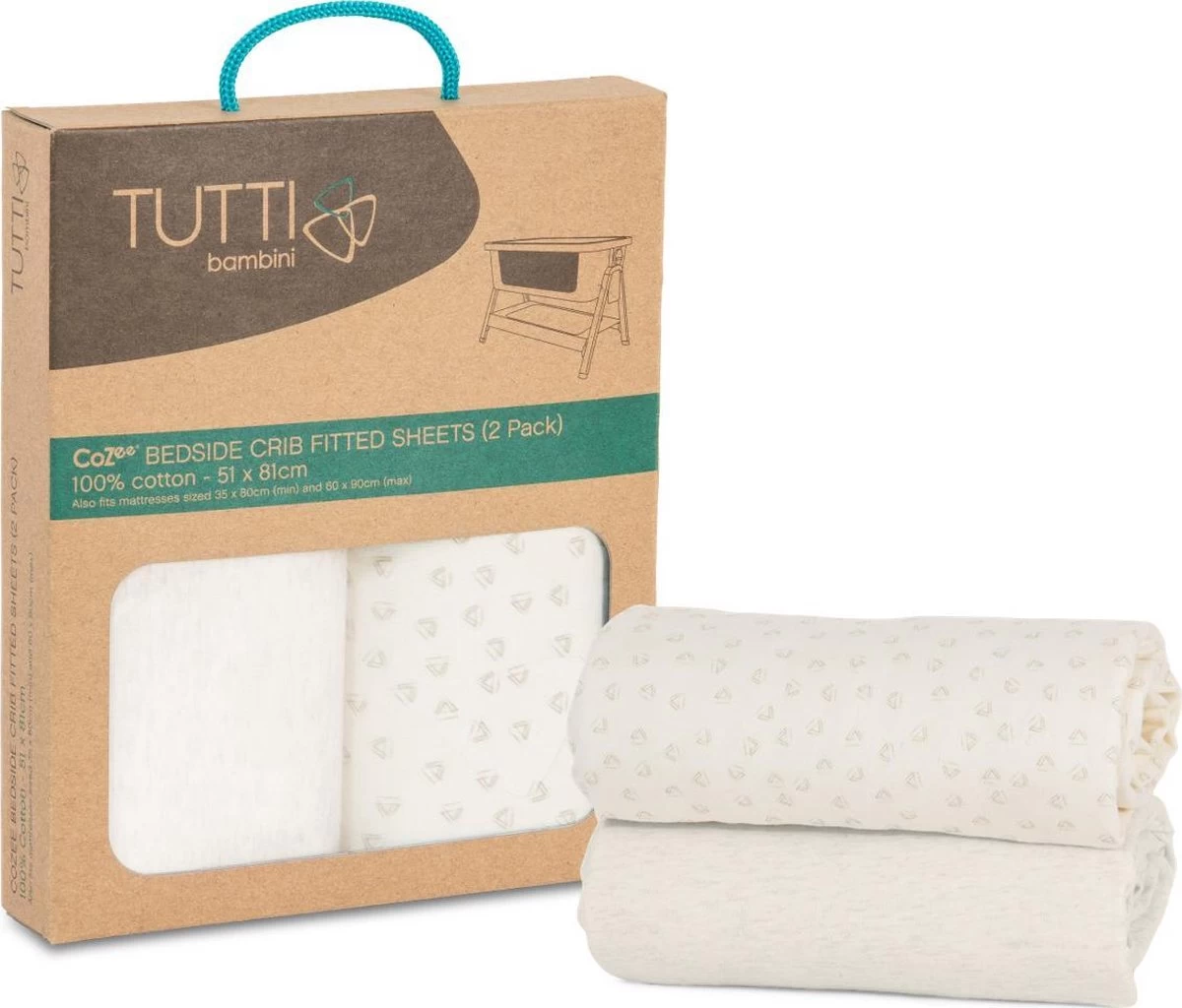 Tutti Bambini Cozee Hoeslakens Bedside Wieg - Neutral/Pebbel 3 Tutti Bambini Cozee Hoeslakens Bedside Wieg - Neutral/Pebbel