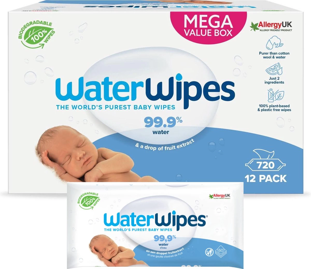 WaterWipes Billendoekjes Bio - 12 X 60 Stuks - 720 Doekjes 3 WaterWipes Billendoekjes Bio - 12 X 60 Stuks - 720 Doekjes