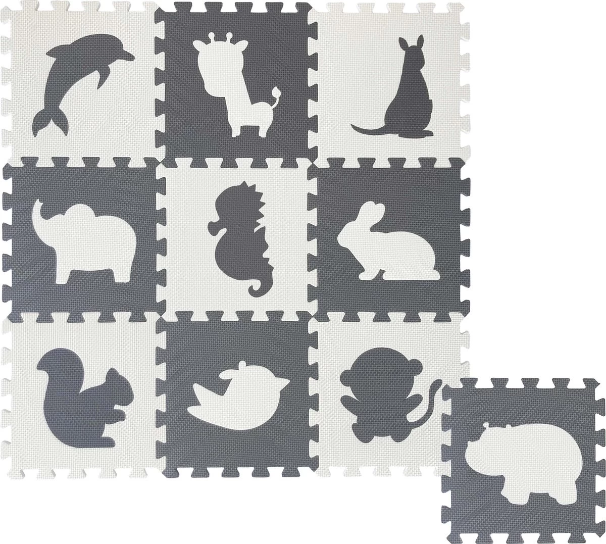 Merkloos Dieren Foam Puzzel Speelmat - 10 Speelmatten - Uitneembare Figuren - Grijs - Wit - Puzzelmat 90x90x1cm 3 Merkloos Dieren Foam Puzzel Speelmat - 10 Speelmatten - Uitneembare Figuren - Grijs - Wit - Puzzelmat 90x90x1cm
