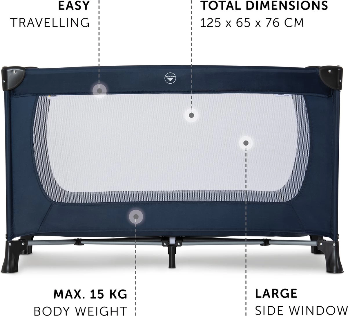Hauck Dream N Play Plus Campingbedje - Navy 6 Hauck Dream N Play Plus Campingbedje - Navy - Afbeelding 4