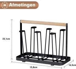 Flessenrek - Droogrek Babyfles - Flessen Rek Baby - Flessendroogrek - Afdruiprek - Afwasrek - Flessenrekje - Lekbak - Égouttoir - Zwart Met Houten Handvat - Vetalo -Babyproducten 1200x1095 15