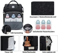 Luiertas - Multifuctioneel Luiertas 3 In 1 - Met Babybedje - Met Verschoningsmatje - Zwart - Met Usb - Met Verdikt Matras 15 Luiertas - Multifuctioneel Luiertas 3 In 1 - Met Babybedje - Met Verschoningsmatje - Zwart - Met Usb - Met Verdikt Matras -Babyproducten 1200x1110 2