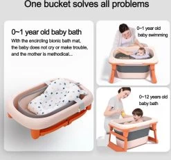 K IKIDO Babybadje - Bad Baby - Opvouwbare Babybadje - Babybadkuip - Met Steunkussen & Badkruk - Opvouwbaar Bad Kinderen - Bath Bucket - Oranje -Babyproducten 1200x1119 15