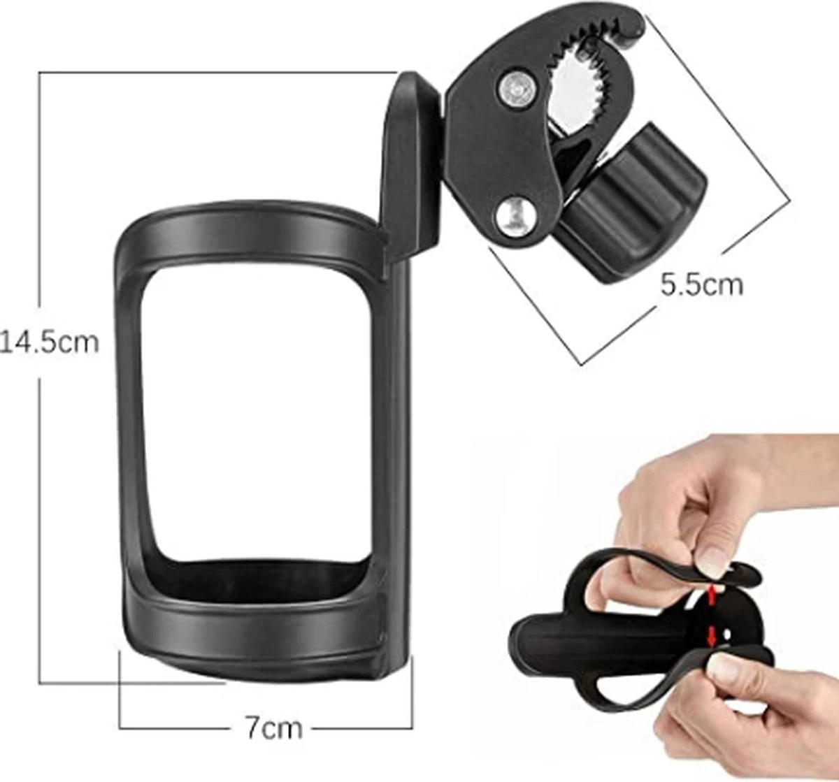 Merkloos Bekerhouder Kinderwagen -360 Graden Draaibaar - Flessenhouder - Fiets - Buggy - Step - Flessen En Beker Houder 5 Merkloos Bekerhouder Kinderwagen -360 Graden Draaibaar - Flessenhouder - Fiets - Buggy - Step - Flessen En Beker Houder - Afbeelding 3