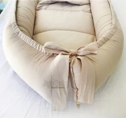 Jaju Baby - Babynestje En Hoofdkussen - Organische Katoen - Antibacterieel Babynestje - Anti-Allergisch Babynestje - Lichtbruin - 74 X 40 Cm -Babyproducten 1200x1122 12