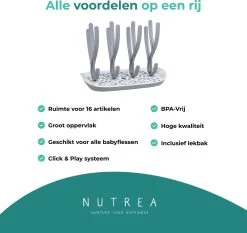 Nutrea EasyDry – Flessen Droogrek Baby – Afdruiprek Babyfles – Droogrek Voor Flessen – Inclusief Lekbak – Grijs/Wit -Babyproducten 1200x1131 12